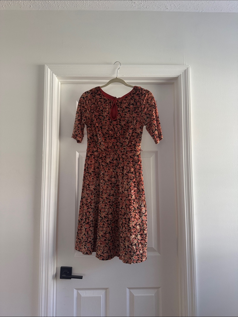 Modcloth Rust Floral Midi Dress